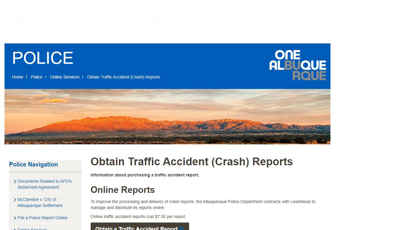 Obtain Traffic Accident (Crash) Reports — City of Albuquerque